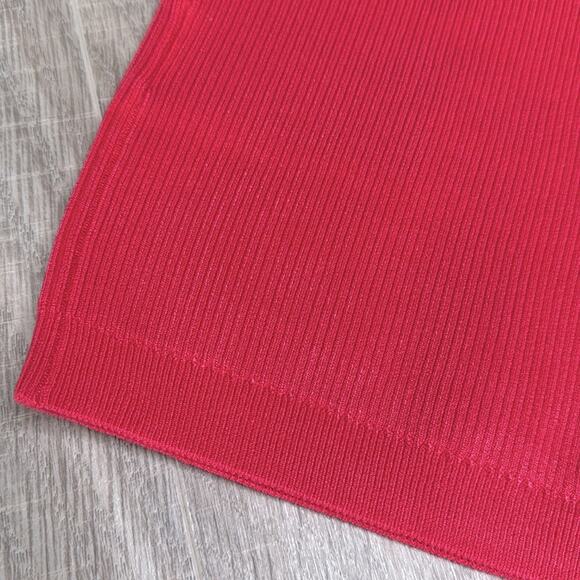 7 FOR ALL MANKIND Women’s Hot Pink Ribbed Off Shoulder Fitted Top - Picture 8 of 9